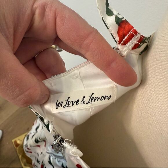 [For Love And Lemons] White Rose Floral Mini Dress - Size L/XL - Picture 6 of 6